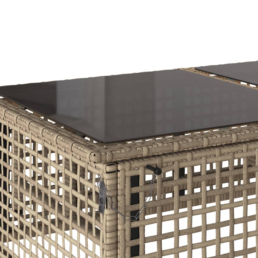 4-tlg. Garten-Sofagarnitur mit Kissen Beige Poly Rattan Glas