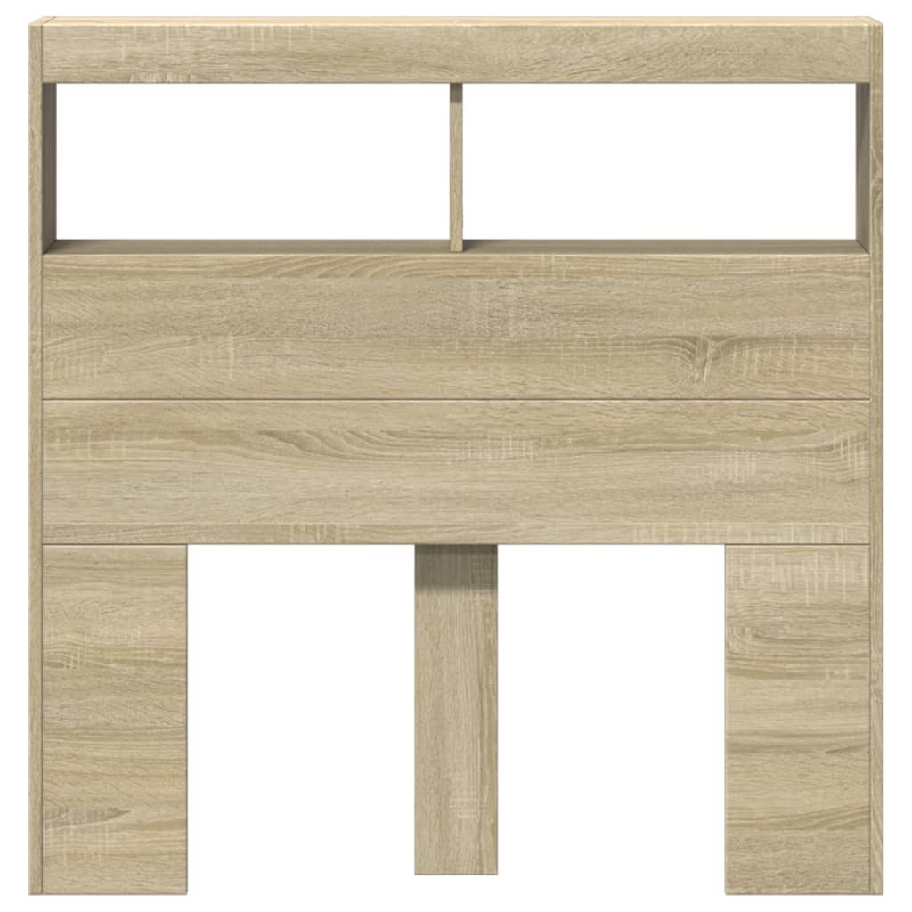 LED-Kopfteil mit Ablagen Sonoma-Eiche 100x17x102 cm