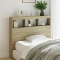 LED-Kopfteil mit Ablagen Sonoma-Eiche 120x17x102 cm