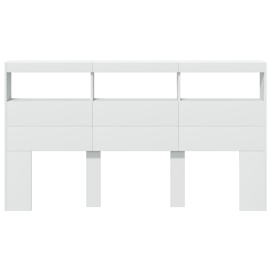 LED-Kopfteil mit Ablagen Weiß 180x17x102 cm