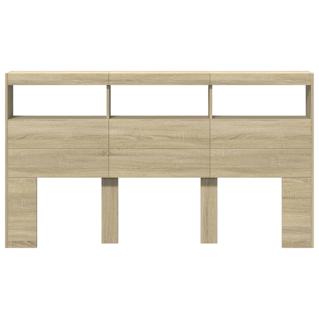 LED-Kopfteil mit Ablagen Sonoma-Eiche 180x17x102 cm