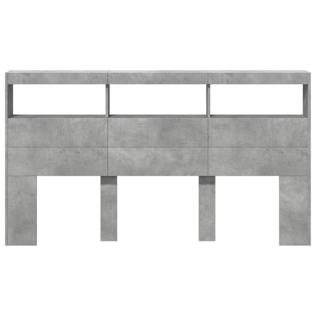 LED-Kopfteil mit Ablage Betongrau 180x17x102 cm