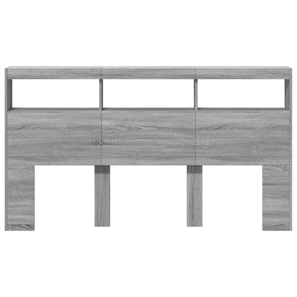 LED-Kopfteil mit Ablage Grau Sonoma 180x17x102 cm