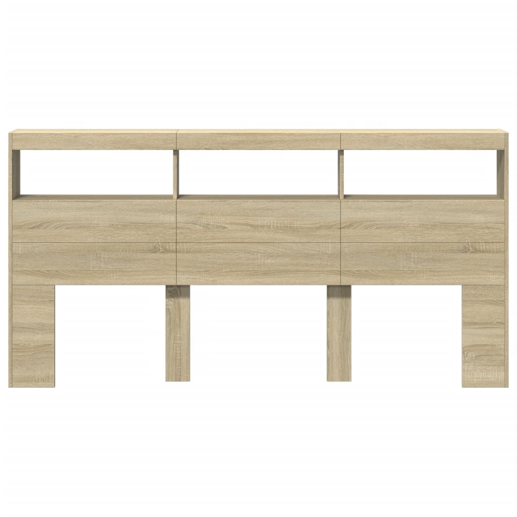 LED-Kopfteil mit Ablagen Sonoma-Eiche 200x17x102 cm