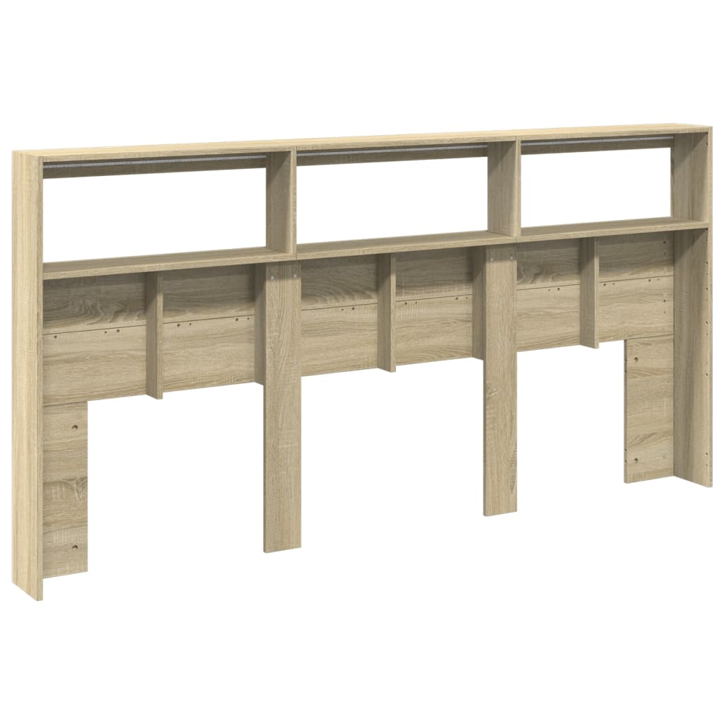 LED-Kopfteil mit Ablagen Sonoma-Eiche 200x17x102 cm
