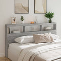 LED-Kopfteil mit Ablagen Grau Sonoma 200x17x102 cm