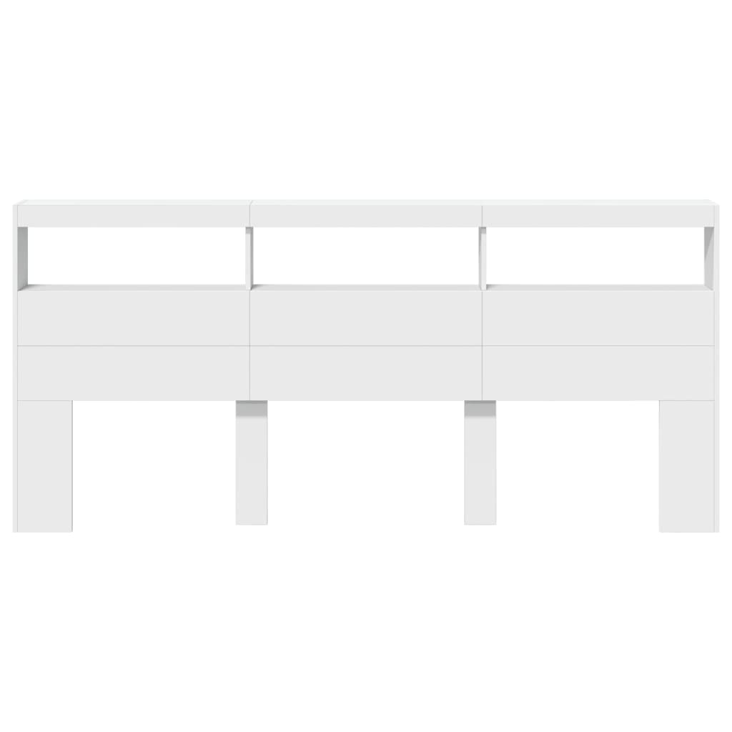 LED-Kopfteil mit Ablagen Weiß 220x17x102 cm