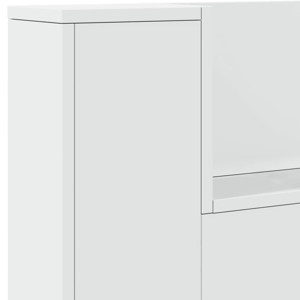 LED-Kopfteil mit Ablagen Weiß 220x16,5x103,5 cm