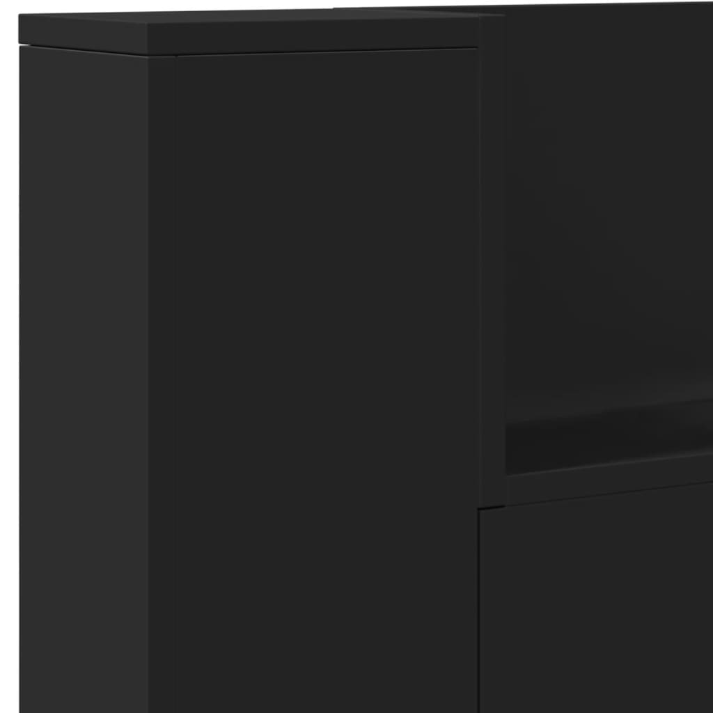 LED-Kopfteil mit Ablagen Schwarz 220x16,5x103,5 cm