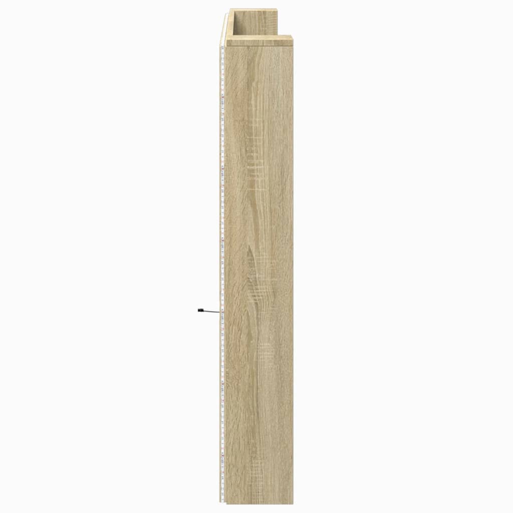 LED-Kopfteil mit Ablagen Sonoma-Eiche 220x16,5x103,5 cm