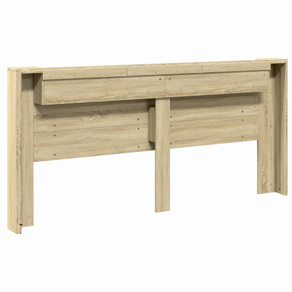 LED-Kopfteil mit Ablagen Sonoma-Eiche 220x16,5x103,5 cm
