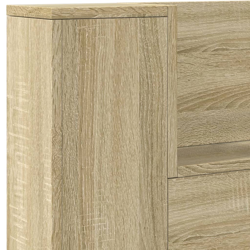 LED-Kopfteil mit Ablagen Sonoma-Eiche 220x16,5x103,5 cm