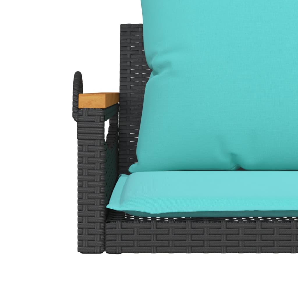 Hängesessel mit Kissen Schwarz 63x62x40 cm Poly Rattan