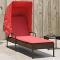Sonnenliege mit Sonnendach Braun Poly Rattan