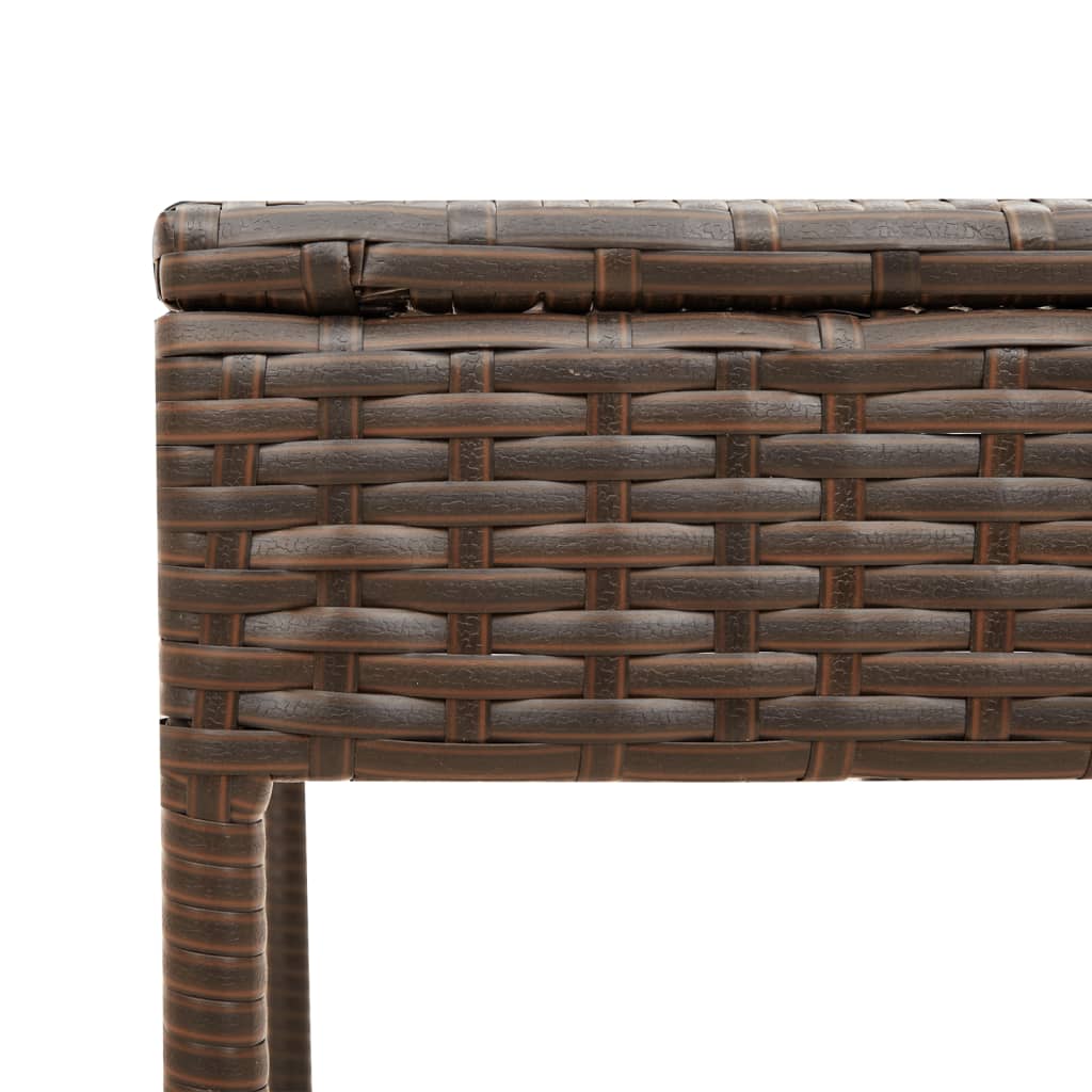 Sonnenliege mit Sonnendach und Tisch Braun Poly Rattan