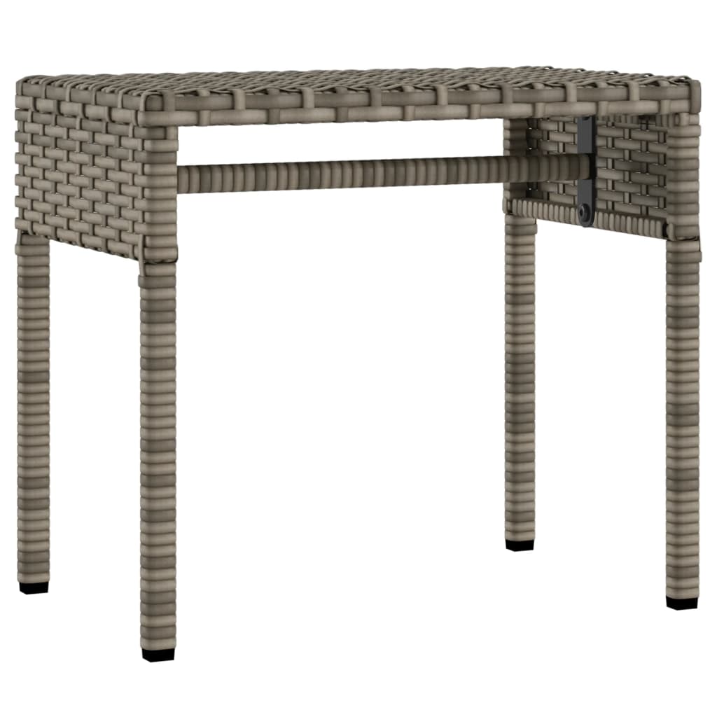 Sonnenliege mit Sonnendach und Tisch Grau Poly Rattan