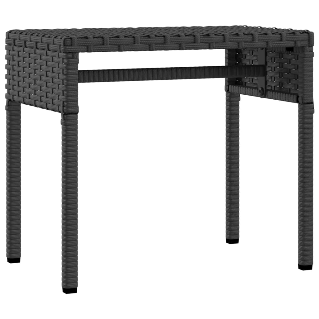 Sonnenliege mit Sonnendach und Tisch Schwarz Poly Rattan
