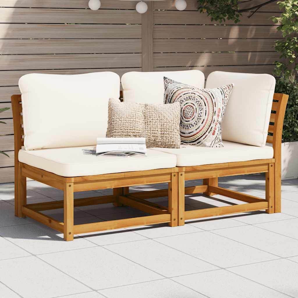 2-tlg. Garten-Lounge-Set mit Kissen Massivholz Akazie