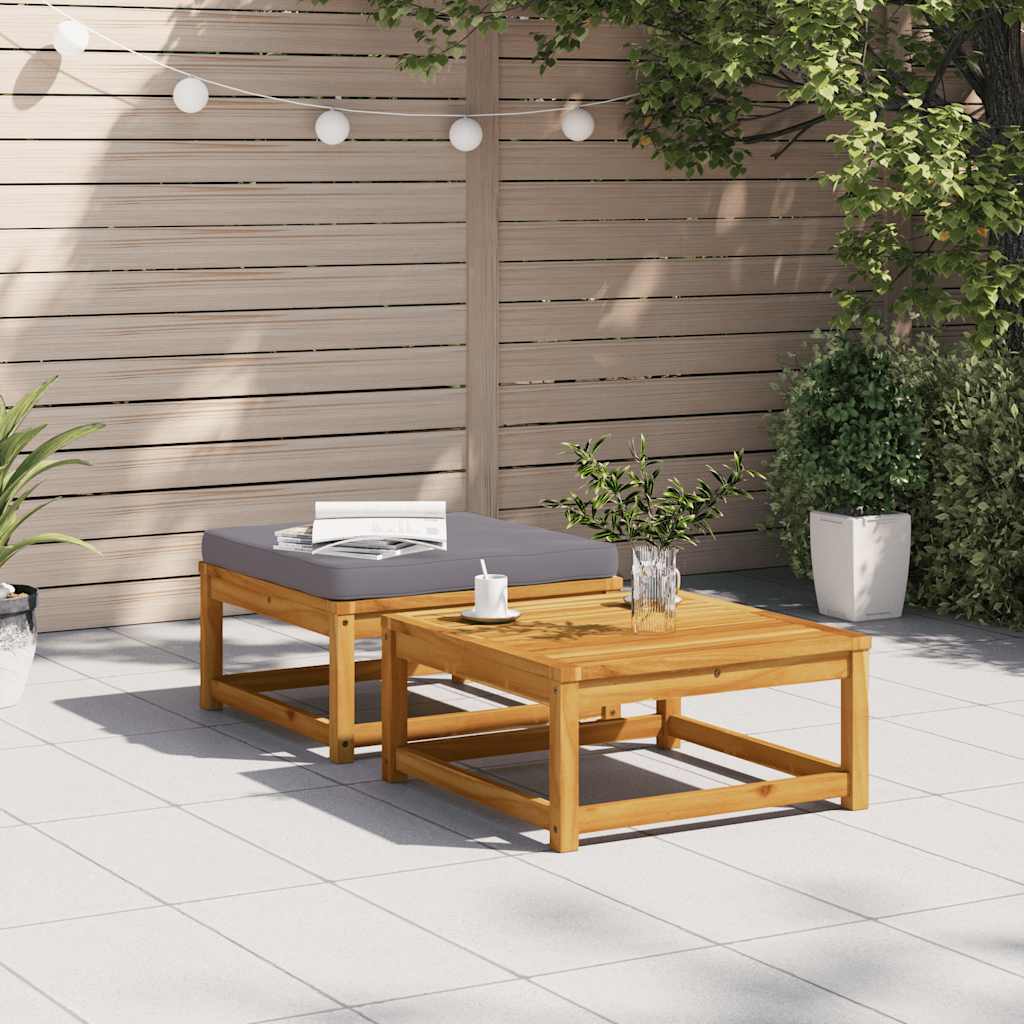 Gartenhocker mit Kissen Massivholz Akazie