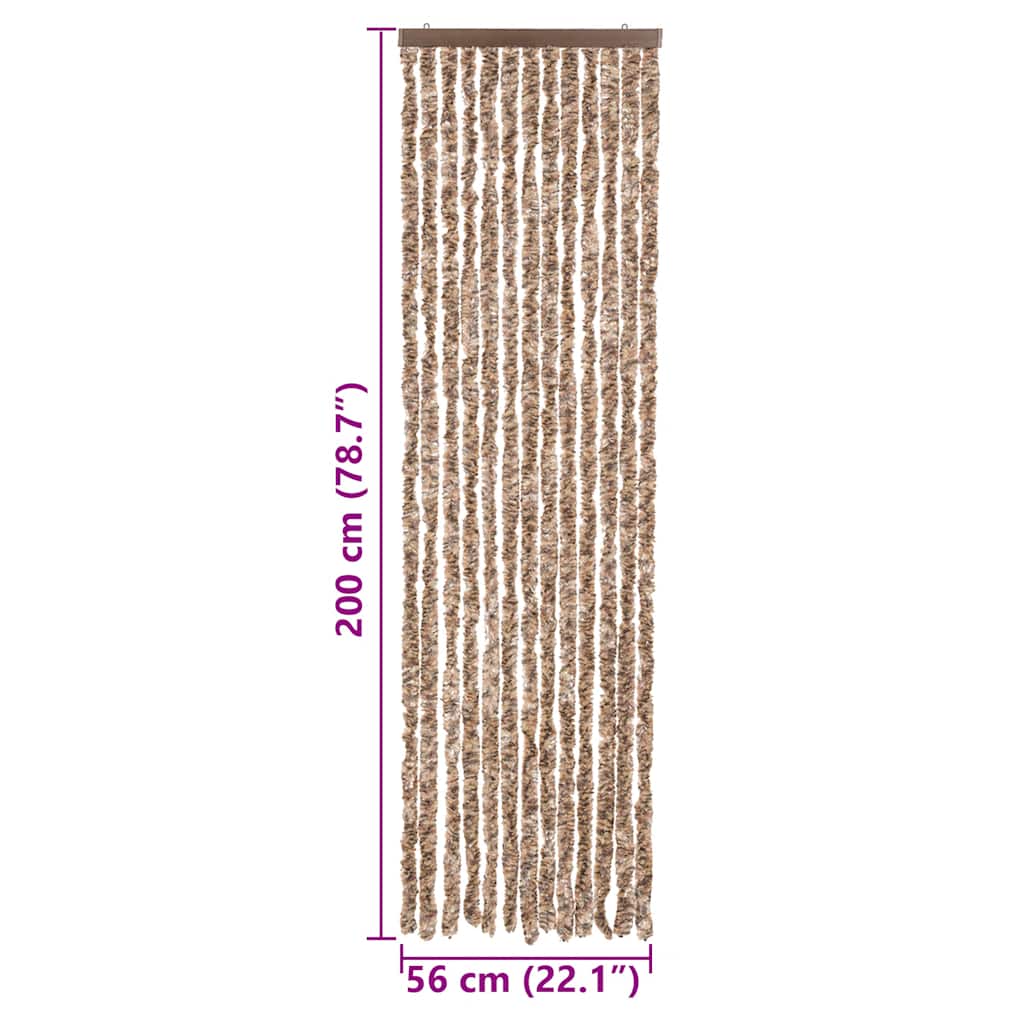 Fliegenvorhang Beige und Dunkelbraun 56x200 cm Chenille