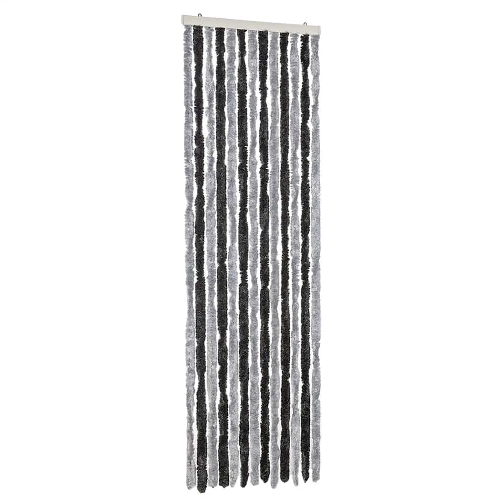 Fliegenvorhang Grau und Schwarz 56x200 cm Chenille