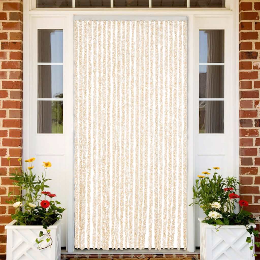 Fliegenvorhang Beige und Weiß 100x230 cm Chenille