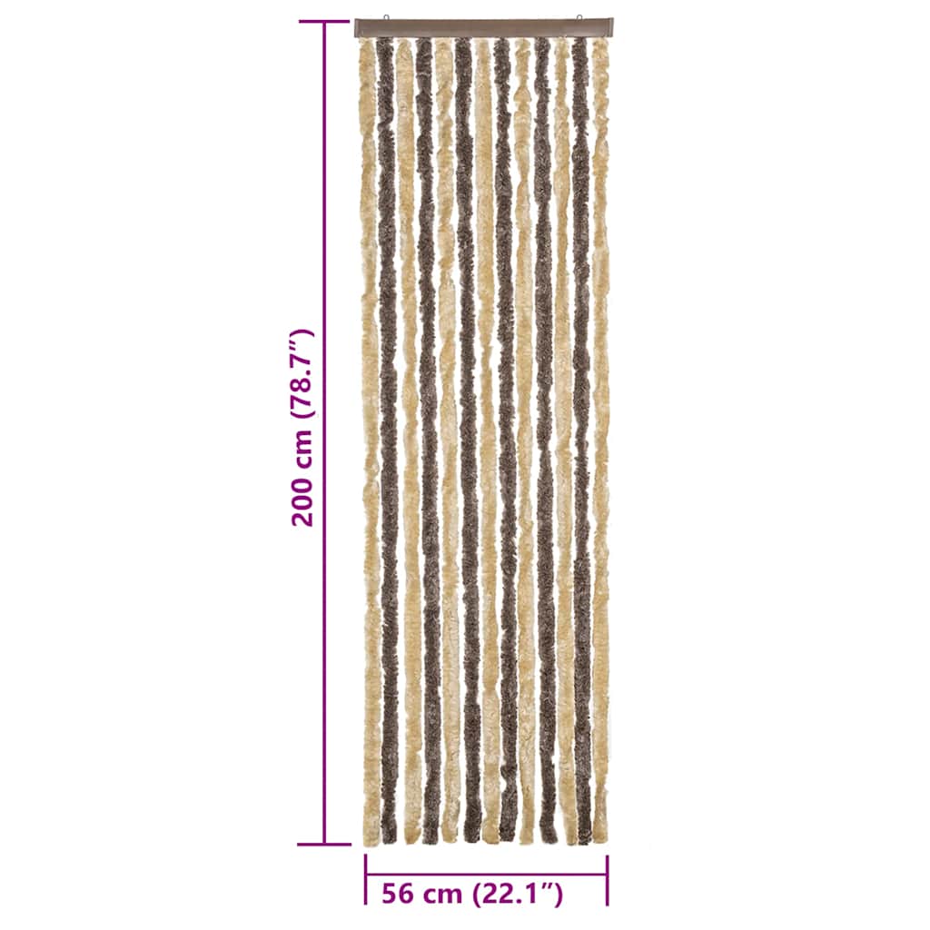 Fliegenvorhang Dunkelbraun und Beige 56x200 cm Chenille