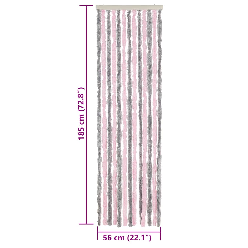 Fliegenvorhang Silbergrau und Rosa 56x185 cm Chenille