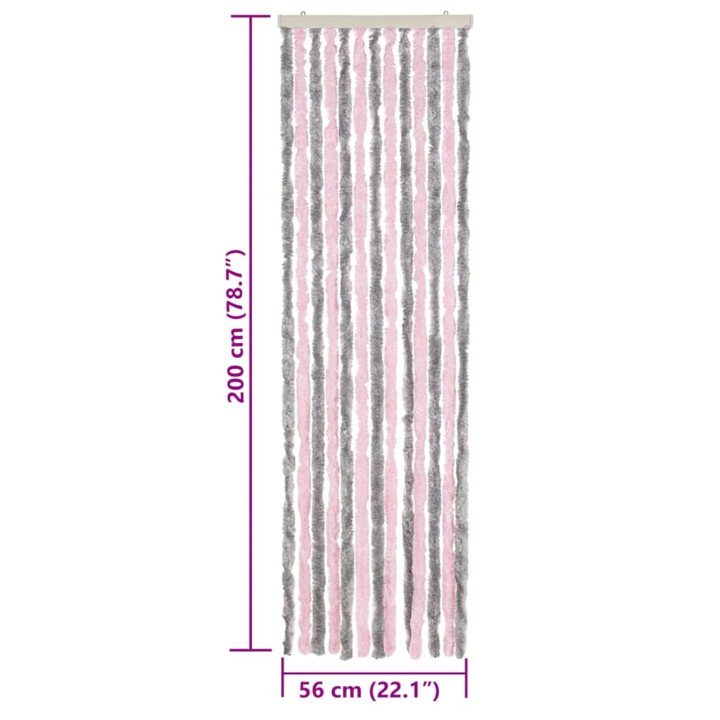 Fliegenvorhang Silbergrau und Rosa 56x200 cm Chenille
