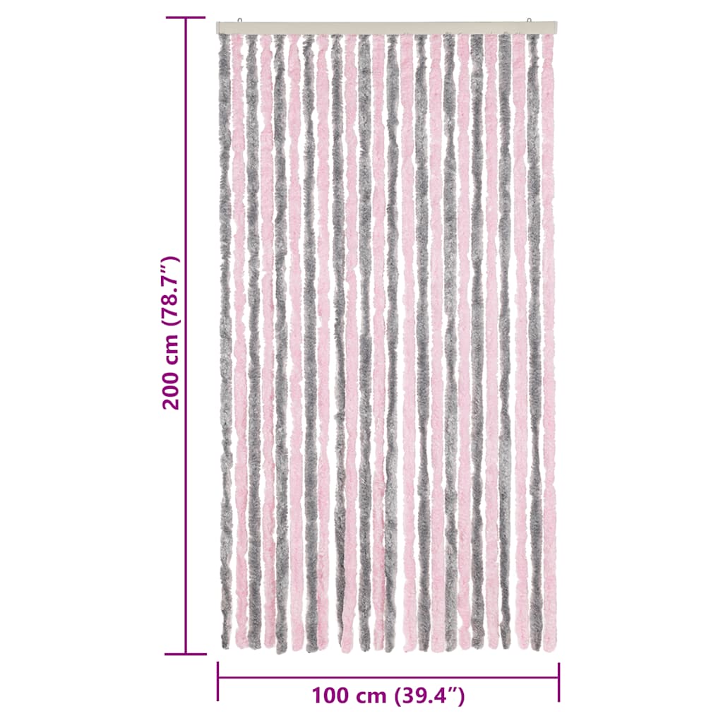 Fliegenvorhang Silbergrau und Rosa 100x200 cm Chenille