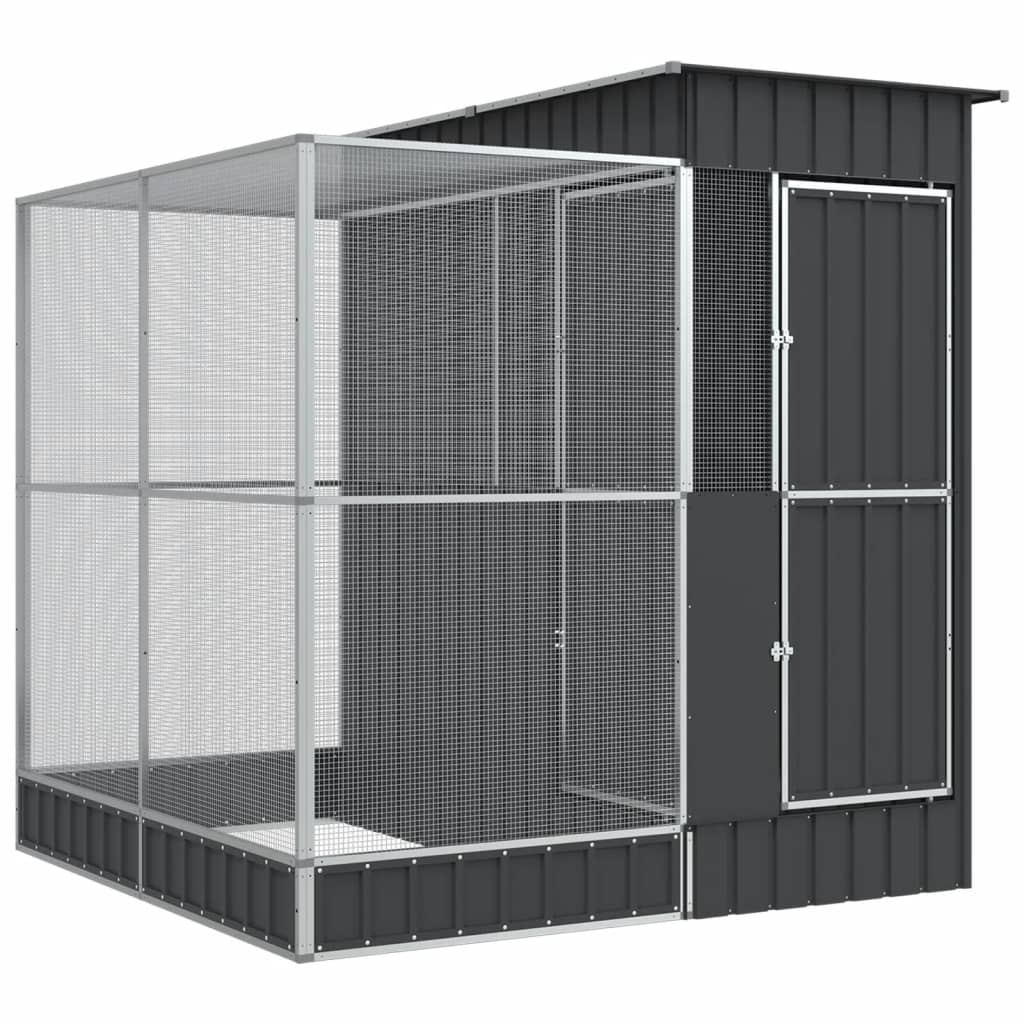 Voliere mit Erweiterung Silber 209 x 203 x 216 cm Stahl