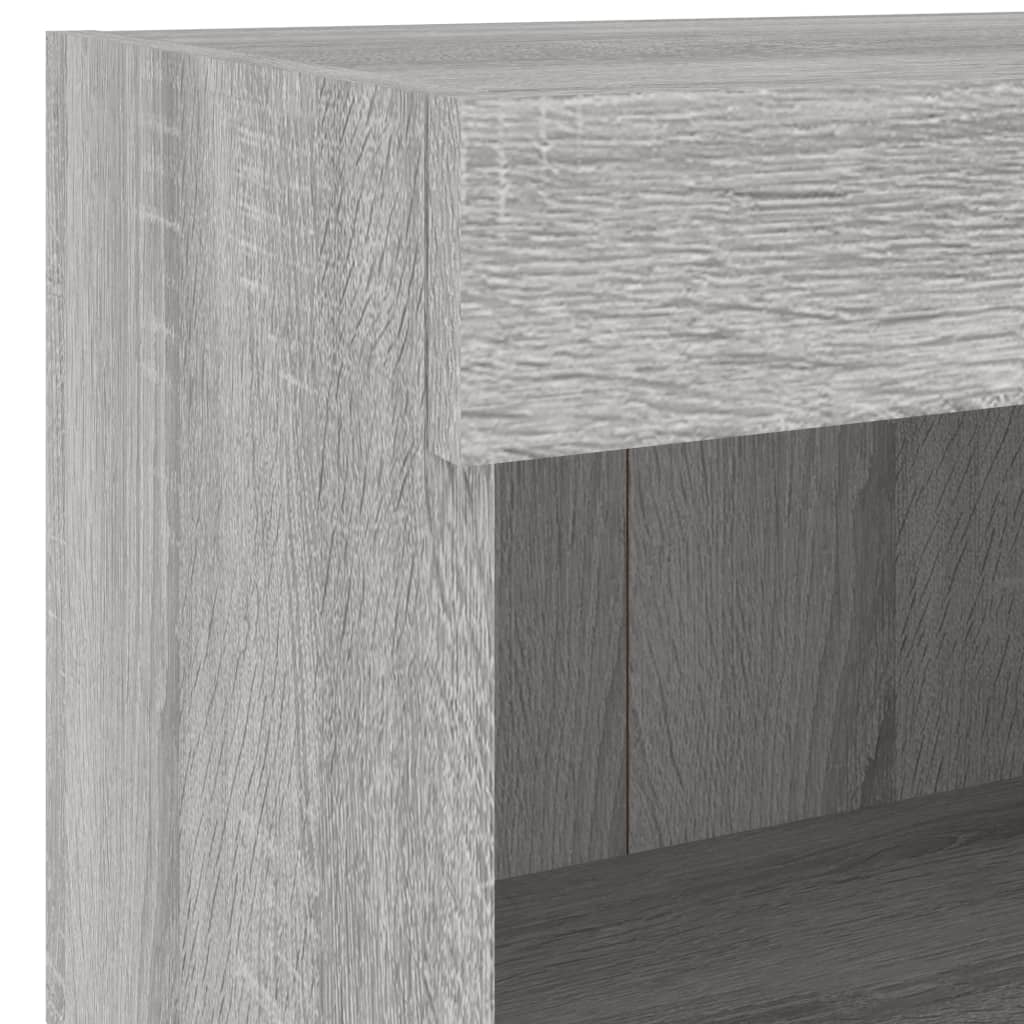 8-tlg. Wohnwand mit LED-Beleuchtung Grau Sonoma Holzwerkstoff