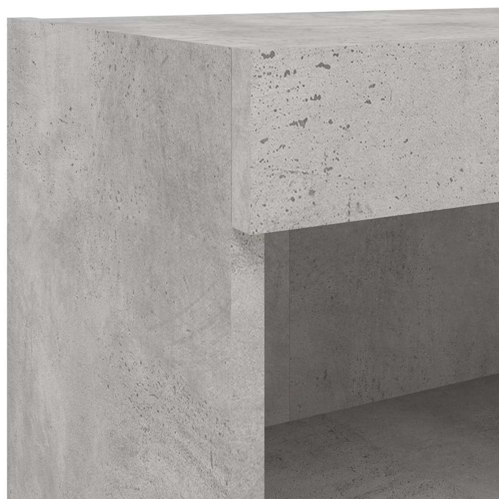 6-tlg. Wohnwand mit LED-Beleuchtung Betongrau Holzwerkstoff