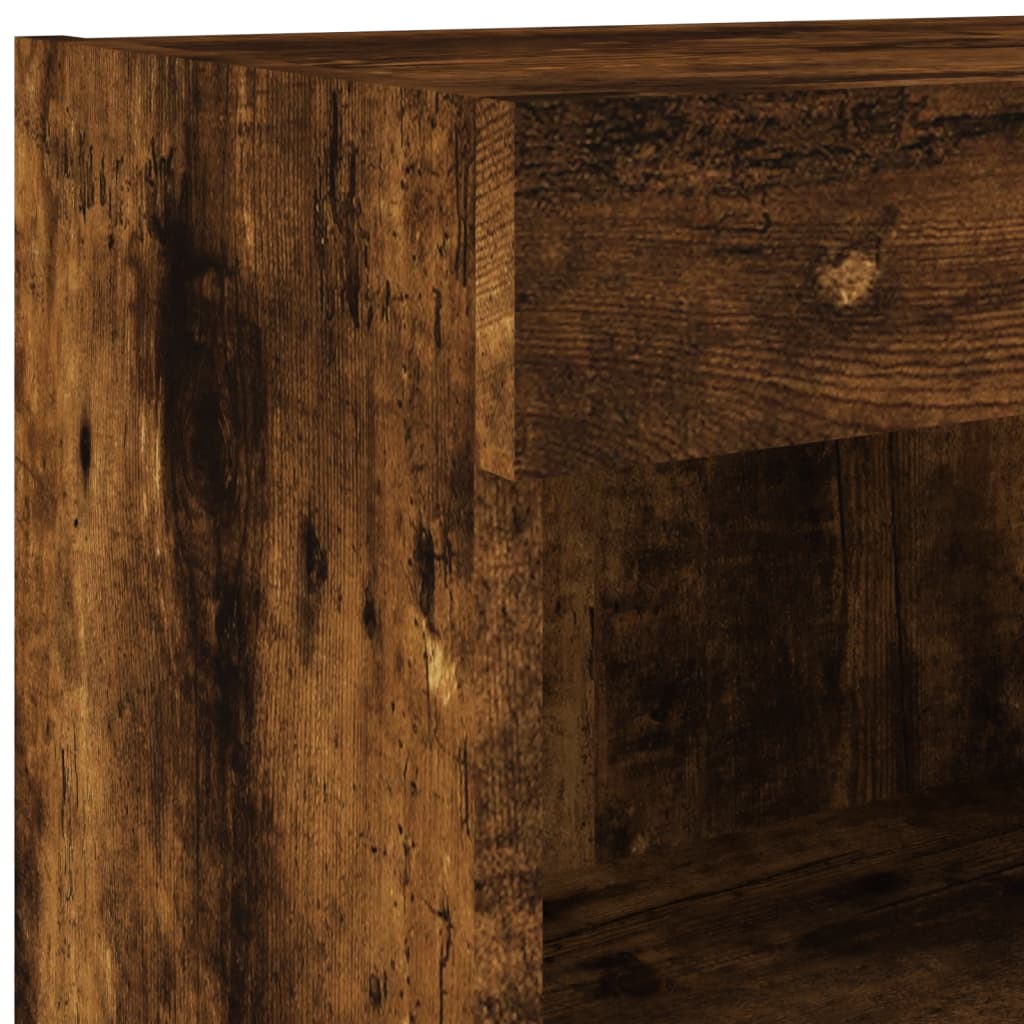 6-tlg. Wohnwand mit LED-Beleuchtung Räuchereiche Holzwerkstoff