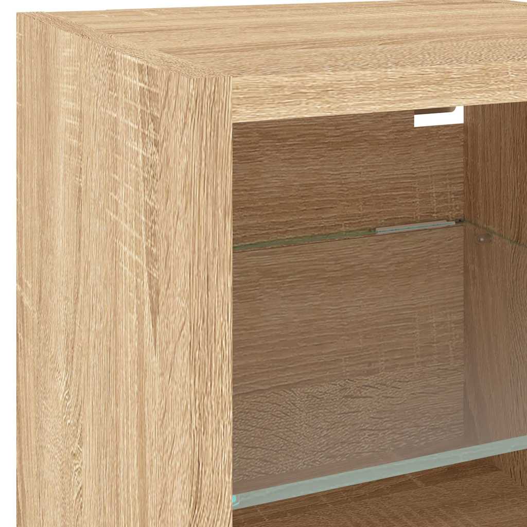 8-tlg. Wohnwand mit LED-Beleuchtung Sonoma-Eiche Holzwerkstoff