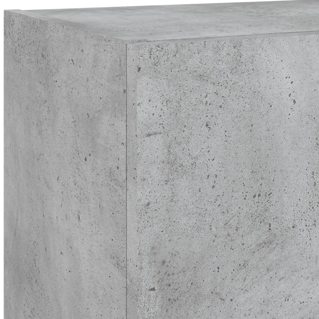 4-tlg. Wohnwand mit LED-Beleuchtung Betongrau Holzwerkstoff