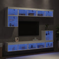 8-tlg. Wohnwand mit LED-Beleuchtung Weiß Holzwerkstoff