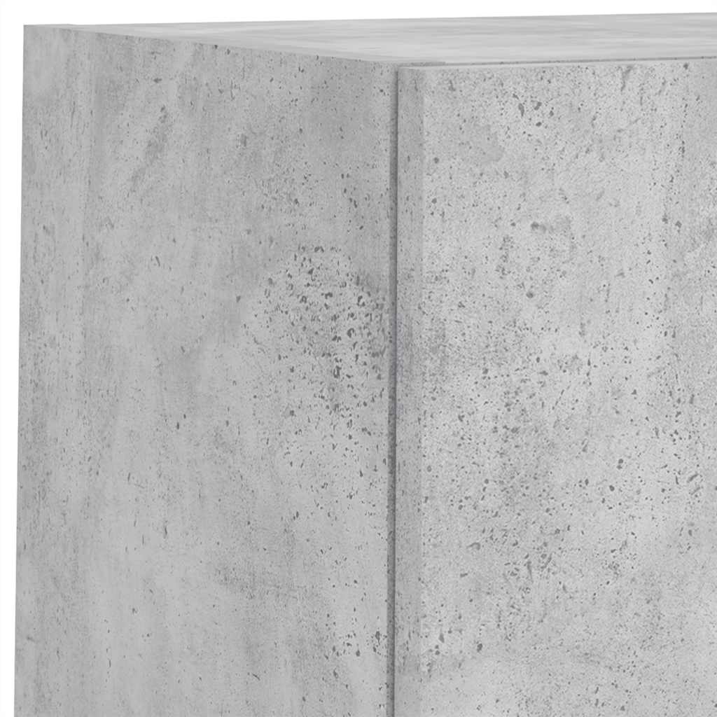 6-tlg. Wohnwand mit LED-Beleuchtung Betongrau Holzwerkstoff