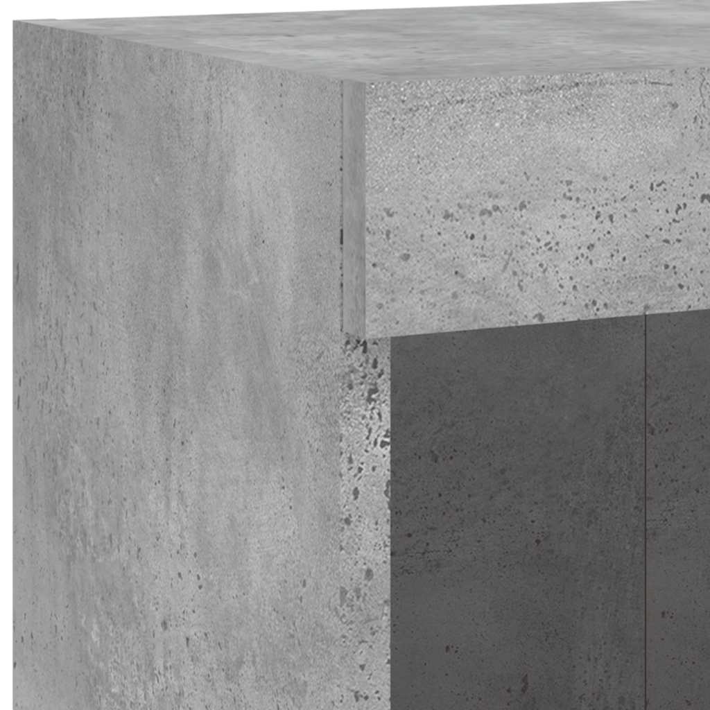 6-tlg. Wohnwand mit LED-Beleuchtung Betongrau Holzwerkstoff