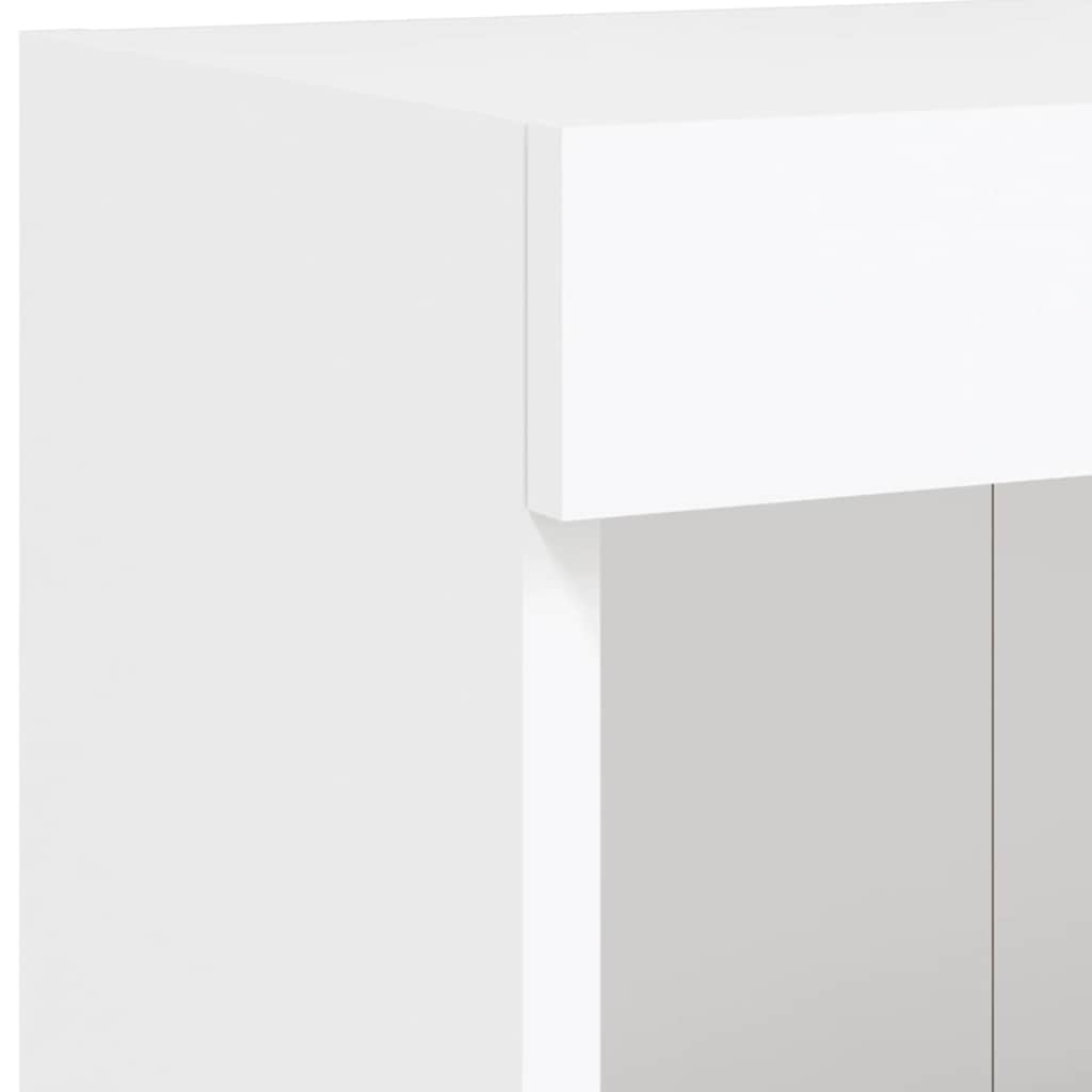 5-tlg. Wohnwand mit LED-Beleuchtung Weiß Holzwerkstoff