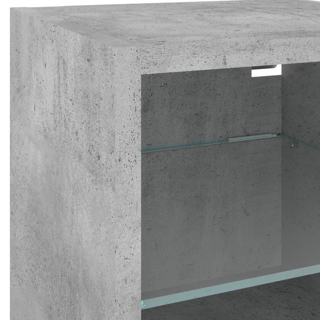 4-tlg. Wohnwand mit LED-Beleuchtung Betongrau Holzwerkstoff