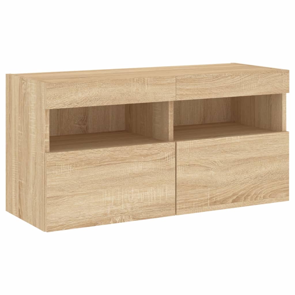 5-tlg. Wohnwand mit LED-Beleuchtung Sonoma-Eiche Holzwerkstoff