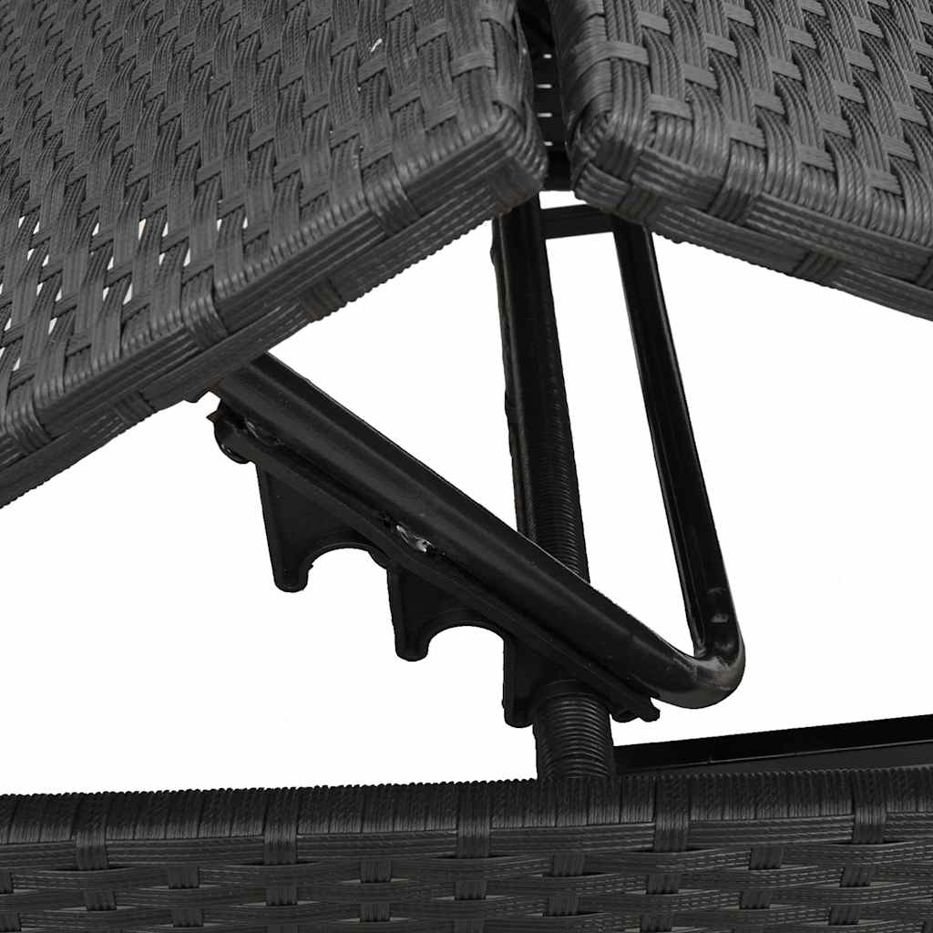 Sonnenliege mit Kissen Schwarz Poly Rattan