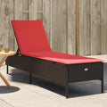 Sonnenliege mit Kissen Braun Poly Rattan