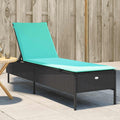 Sonnenliege mit Kissen Schwarz Poly Rattan