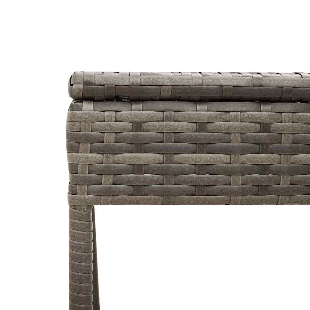 Sonnenliege mit Tisch und Kissen Grau Poly Rattan