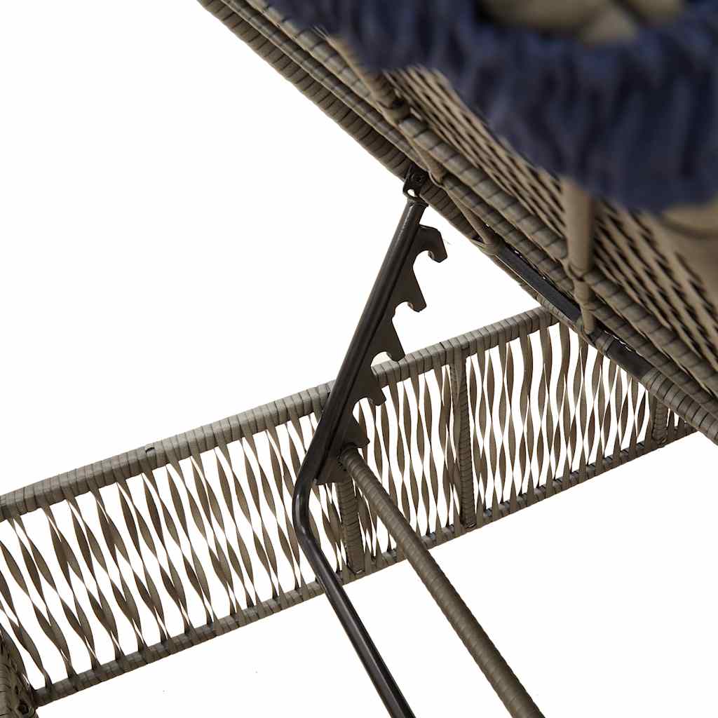 Sonnenliege mit Kissen Grau Poly Rattan