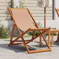 Strandstuhl Klappbar Taupe Massivholz Eukalyptus und Stoff