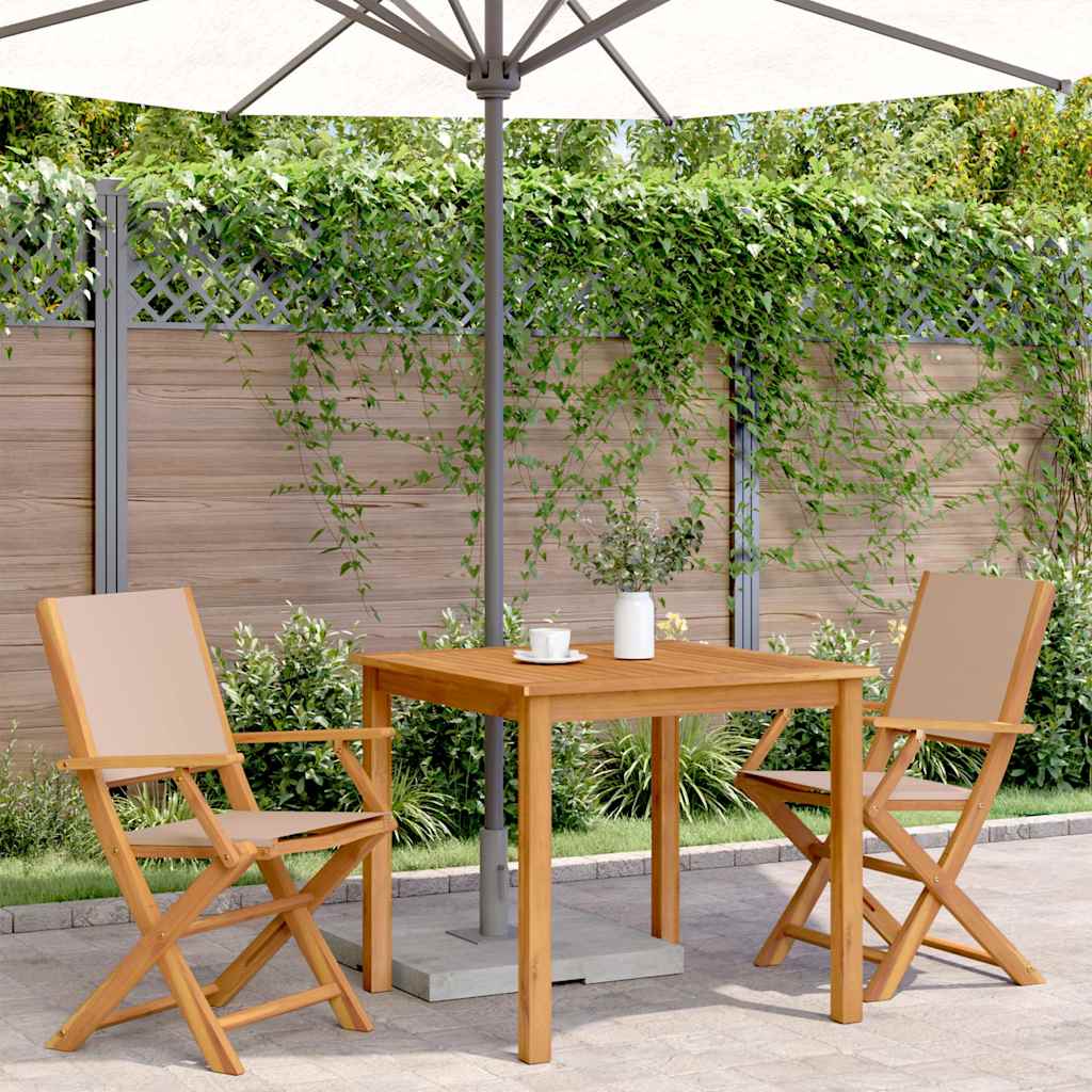 Gartenstühle 2 Stk. Taupe Massivholz Akazie & Stoff