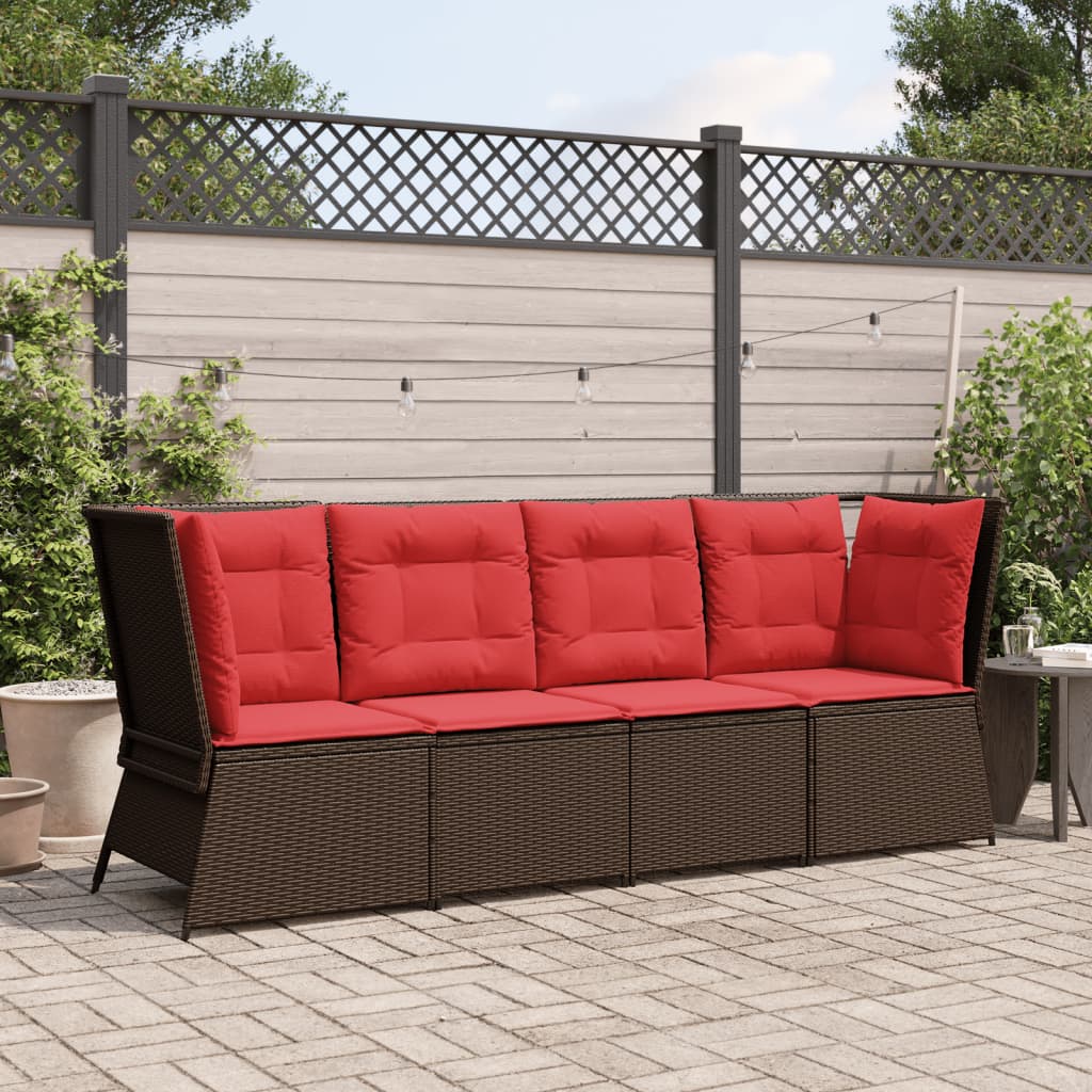 Garten-Ecksofa mit Kissen Braun Polyrattan